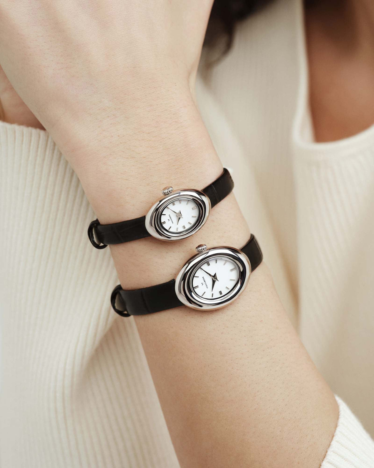 Belle Oval Petite Leather Watch