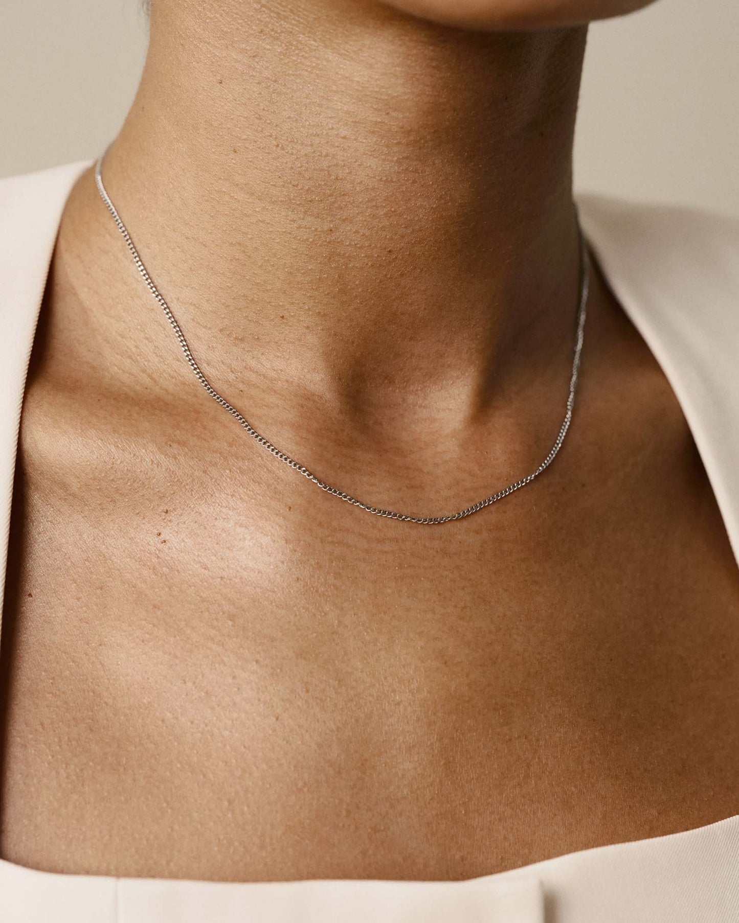 Thin Curb Chain Steel Medium Necklace