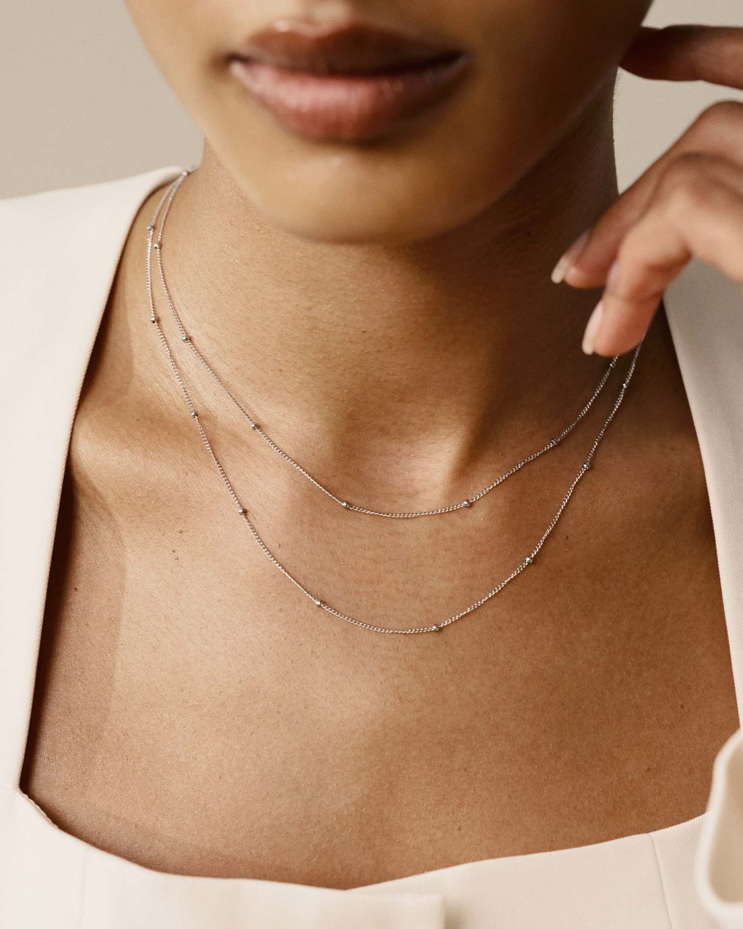 Beaded Chain Steel Medium Necklace