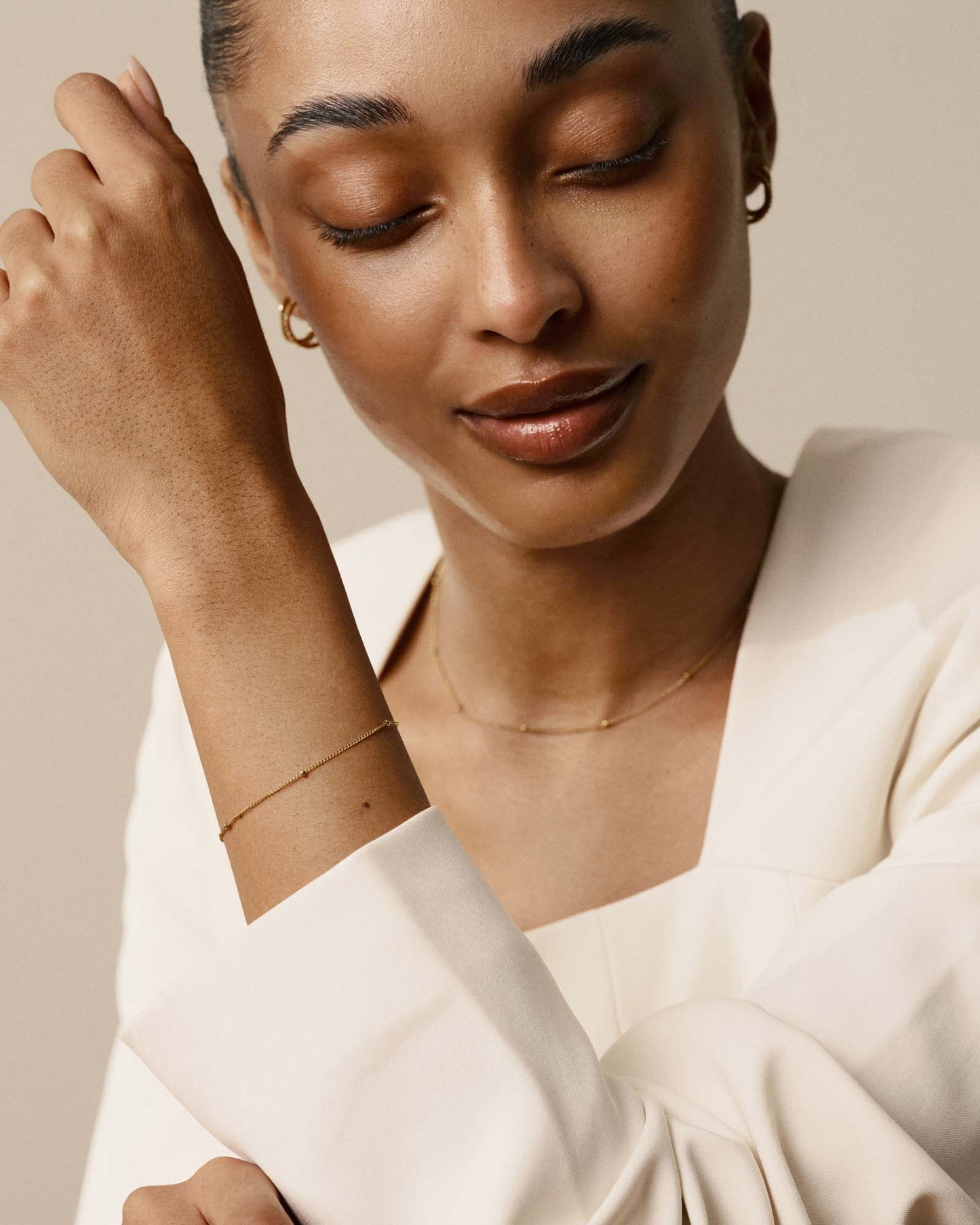 Beaded Chain Gold Bracelet