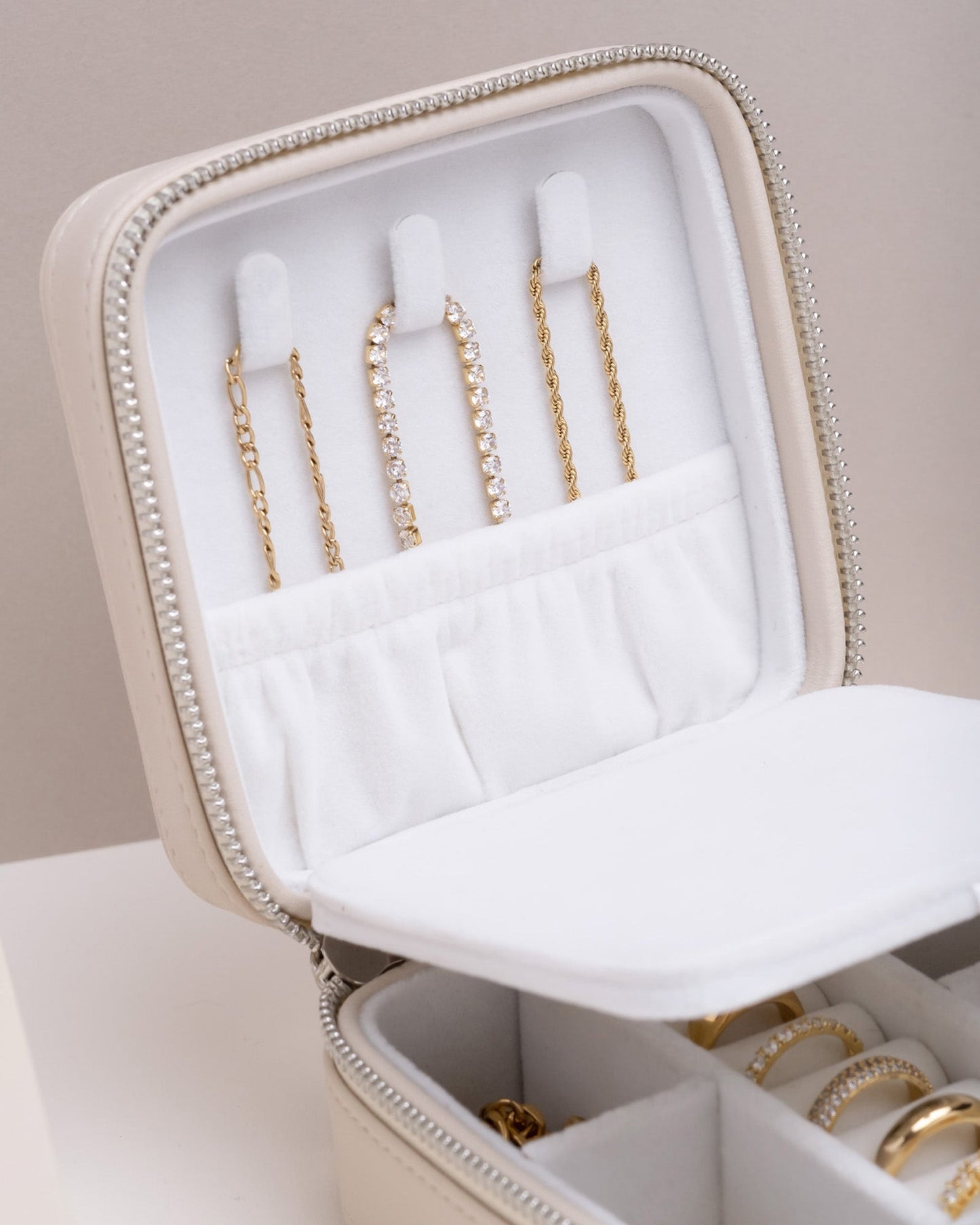 Jewelry Case Box Small Beige