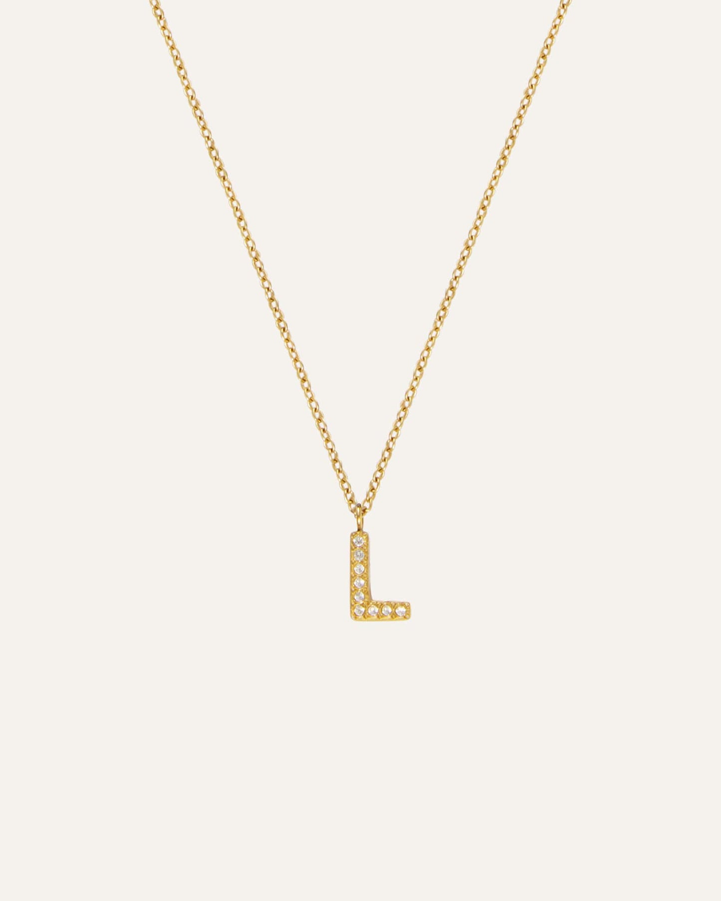 Petite Stone Letter Gold Necklace