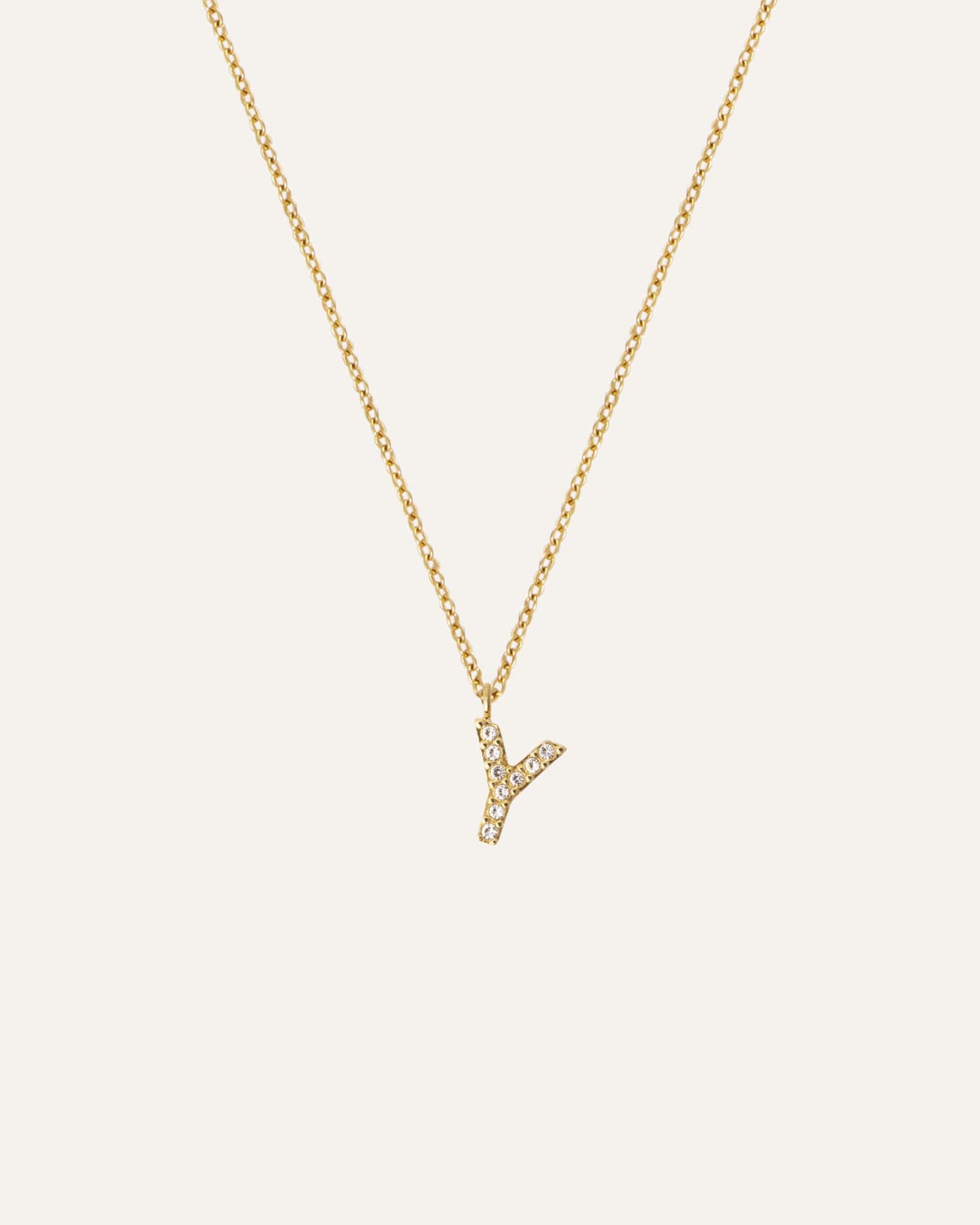 Petite Stone Letter Gold Necklace