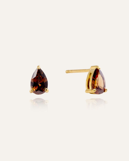 Belle Gold Medium Studs - Coffee