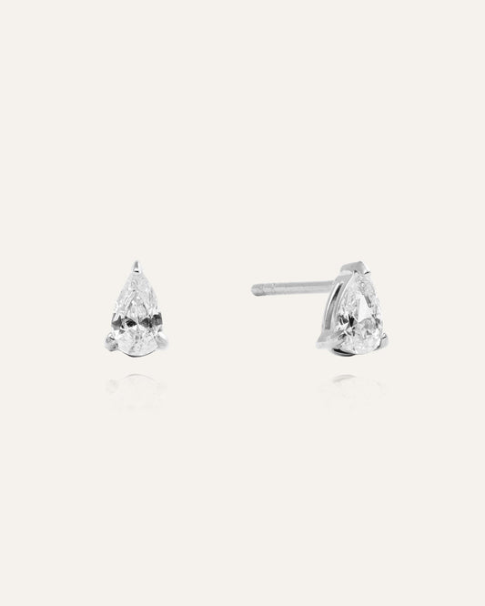 Belle Silver Small Studs - White