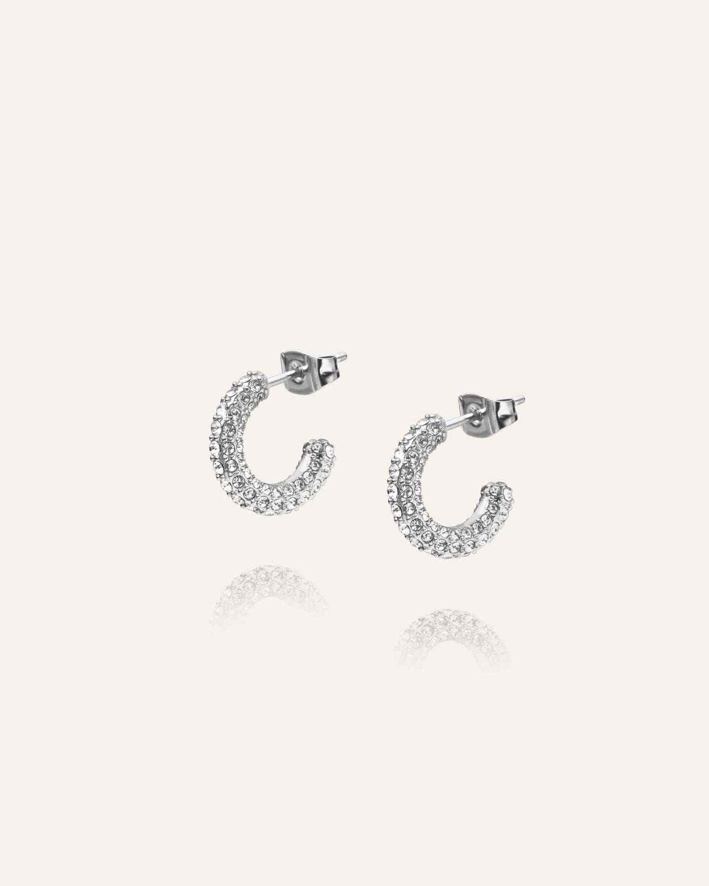 Pavé eternal small silver earrings