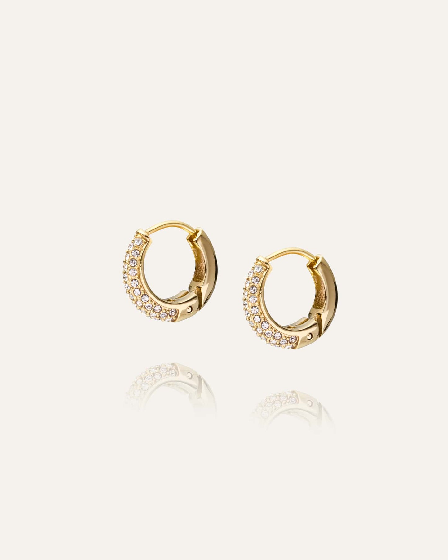 Pavé precious small gold hoops