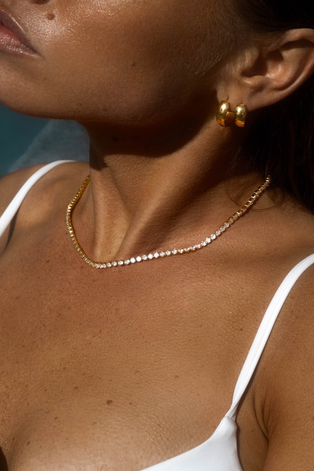 Shiny Tennis Necklace Gold