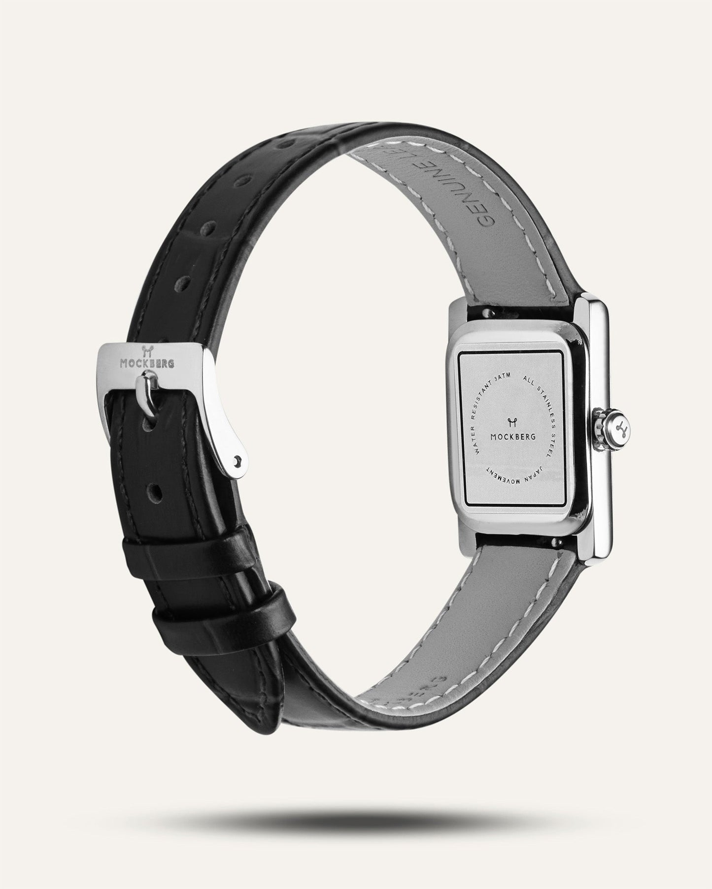 Timeless Black Leather Silver Watch