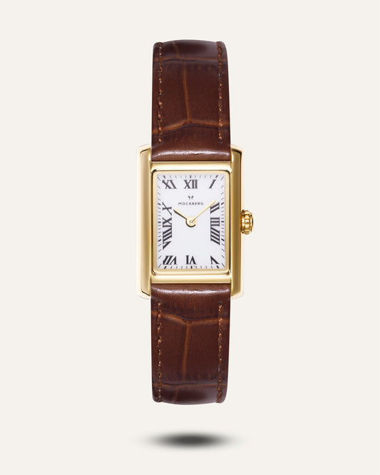 Timeless Brown Leather Gold Watch