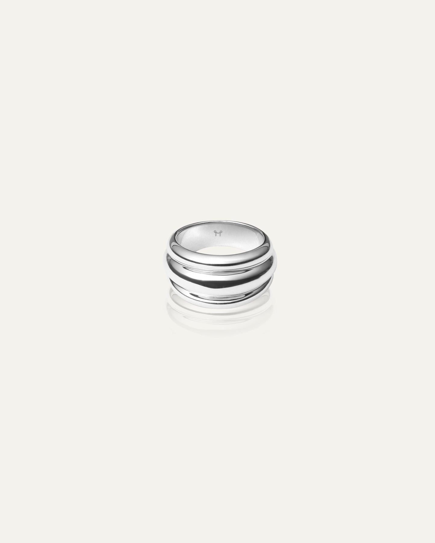 Deco Ribbed Silver Ring