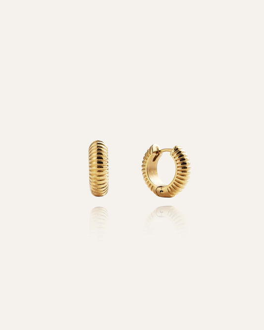 Ribbed Hoops Gold Medium