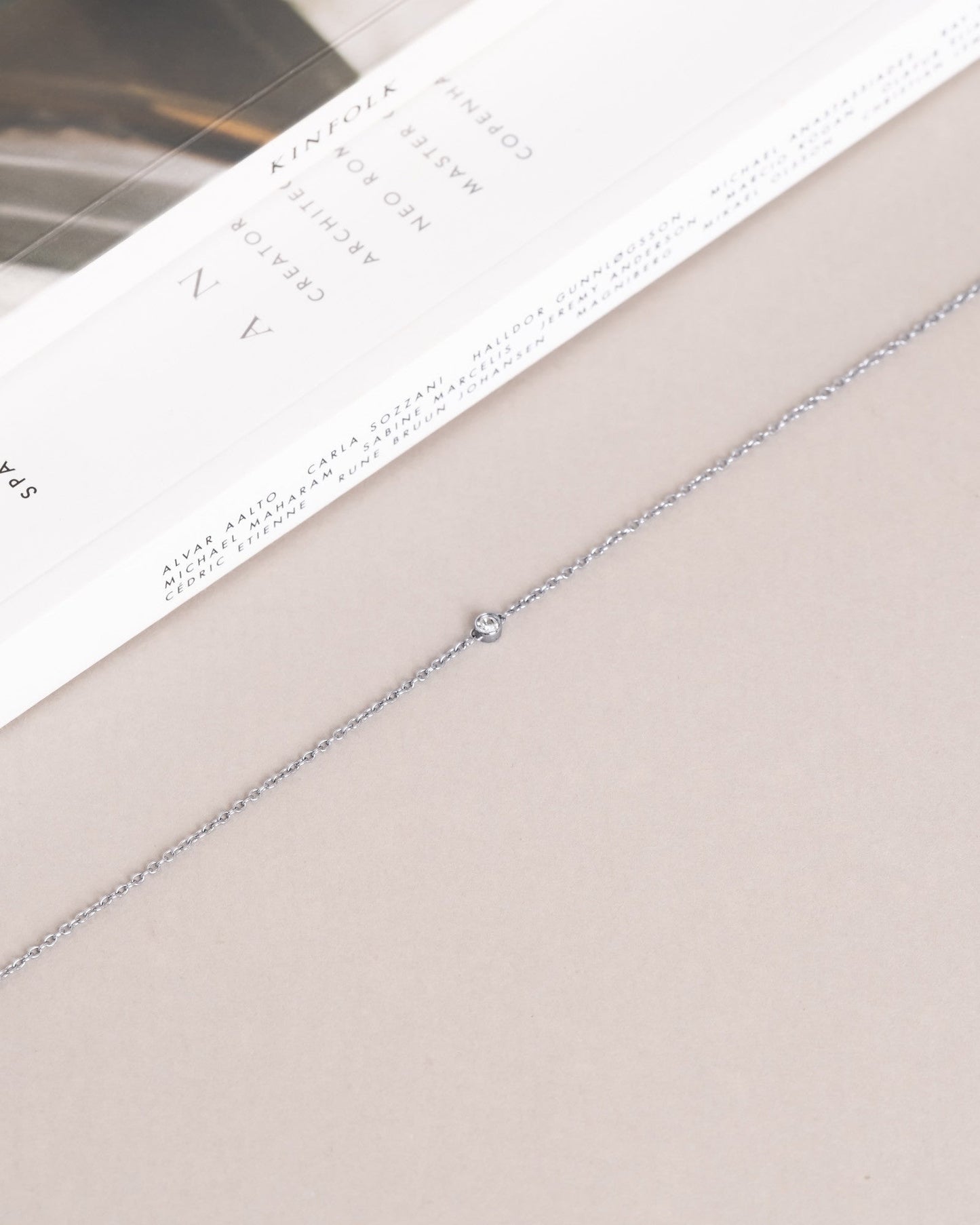 Thin diamond necklace